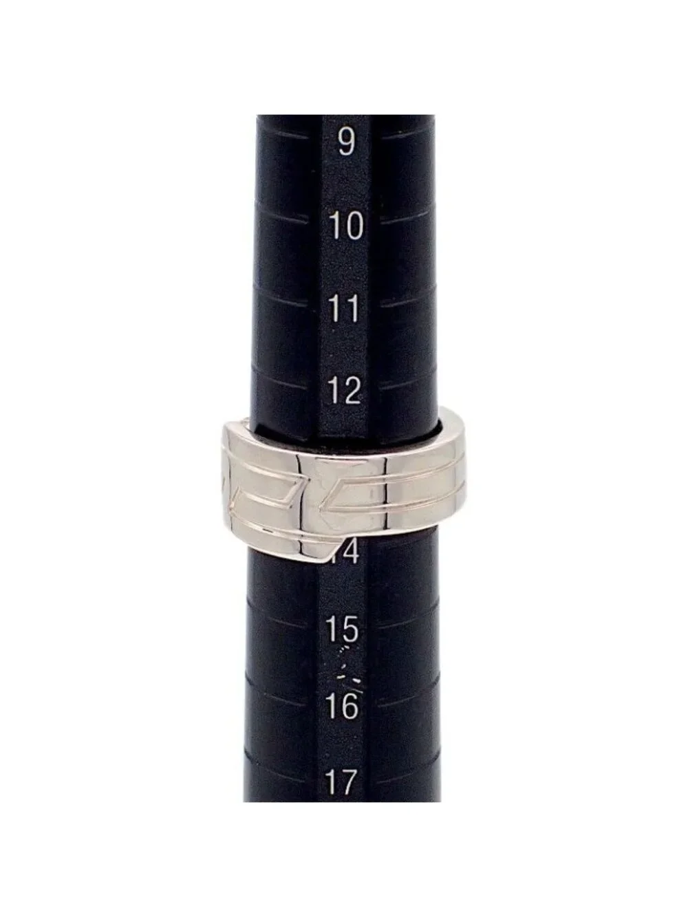 Hermes Italique Ring Actual 54 Vintage 925 Sterling Silver Logo Black Simple